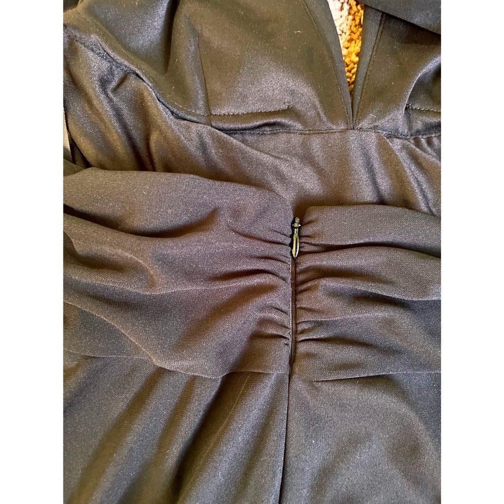 White House Black Market Black Wrap Midi Dress V-Neck Crisscross Back Size 6 - Picture 7 of 11